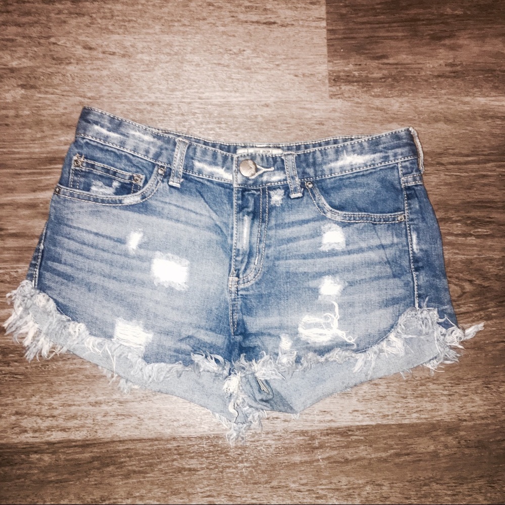 Free People Distressed Denim Shorts